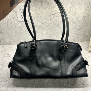 Bay Studio Black Leather-Style Double-Handle Shoulder Bag